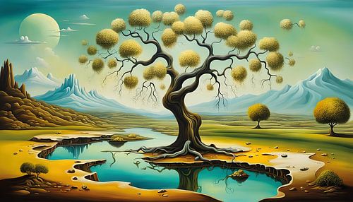 Surrealistic spring landscape Dali Style