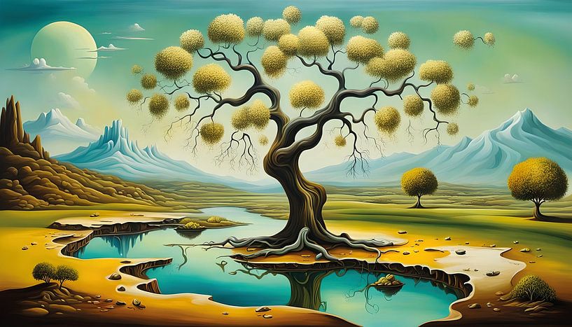 Surrealistische Frühlingslandschaft im Dali-Stil von Betty Maria Digital Art