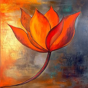 Tangerine Twist, fleur abstraite en orange foncé