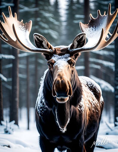 Moose in the Winter by Mellow Art