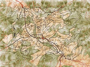 Kaart van Baden-Baden in de stijl 'Serene Summer' van Maporia