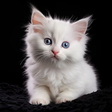 White kitten portrait by TheXclusive Art