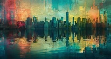 Stedelijk silhouet New York van fernlichtsicht