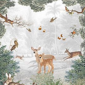 Dartelende dieren in een wonderschoon bos van Mrdododesign
