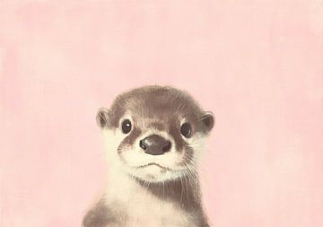 Young otter on pink by Niklas Maximilian