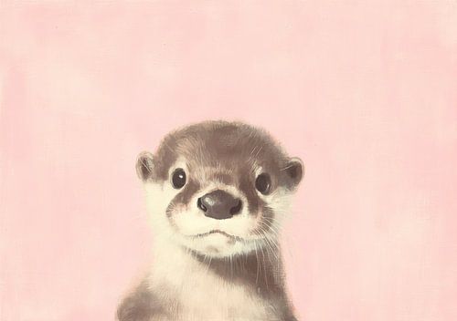Jonge otter op roze