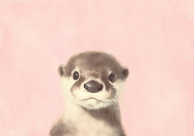 Young otter on pink by Niklas Maximilian