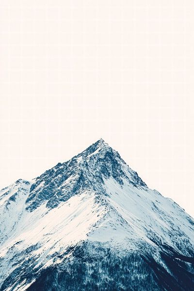 Snow-covered mountain peak - Minimalist by Poster Art Shop