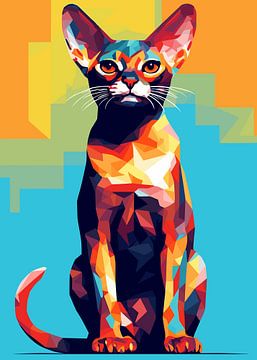 Chat Animal WPAP Pop Art Color Style sur Qreative