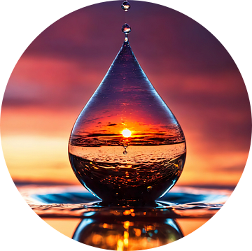 Zonsondergang in een druppel water van Dreamy Faces