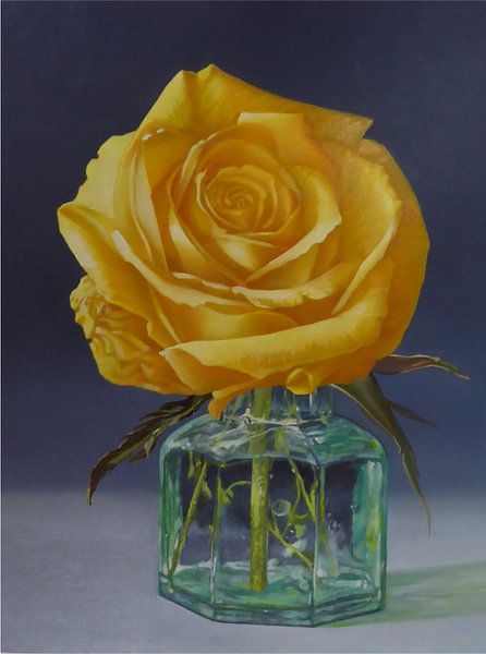 Gele roos in zeeglas van Tonkinson Fine Art