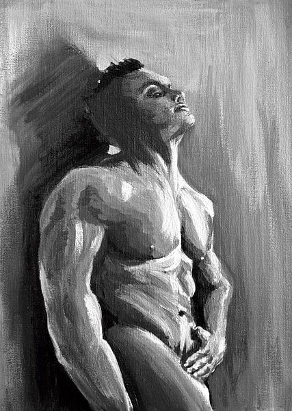 Peinture d'un homme nu discret par Krista Kitsz Art