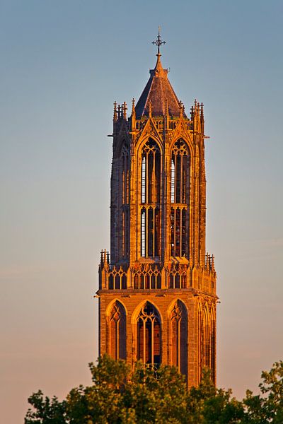 Laatste zonnestralen op de Domtoren te Utrecht van Anton de Zeeuw