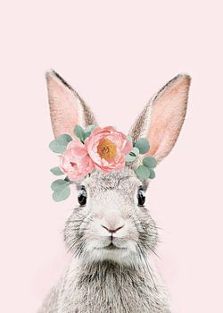 Flower crown bunny pink