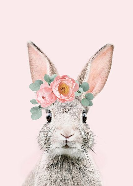 Flower crown bunny pink by Classic artwork