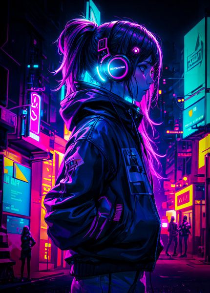 Anime Mädchen Cyberpunk Stil Japan von Ruzerin