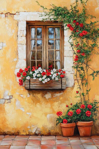 Gebloemde venstergevel van Poster Art Shop