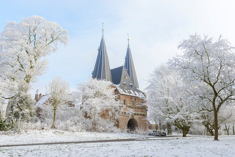 Cellebroederspoort in Kampen in Overijssel tijdens een mooie de winterdag van Sjoerd van der Wal Fotografie