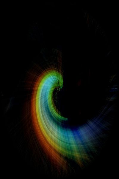 Multicoloured abstract semicircle on black background by Joachim Küster