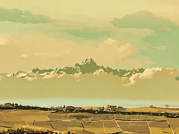 Bergblick über die Langhe-Landschaft