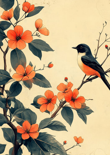 Hibiscus and Bird