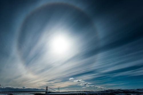 Halo boven de brug over de Jökulsá á breiðamerkursanður