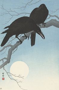 Zwei Krähen auf einem Zweig des Ohara Koson