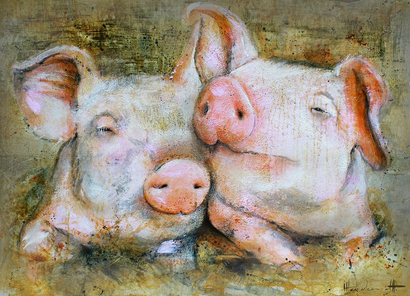 Pig friends van Atelier Paint-Ing