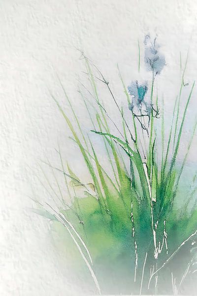 Sereen Landschap schilderij: Wuivende grassen in de wind van Studio Pieternel