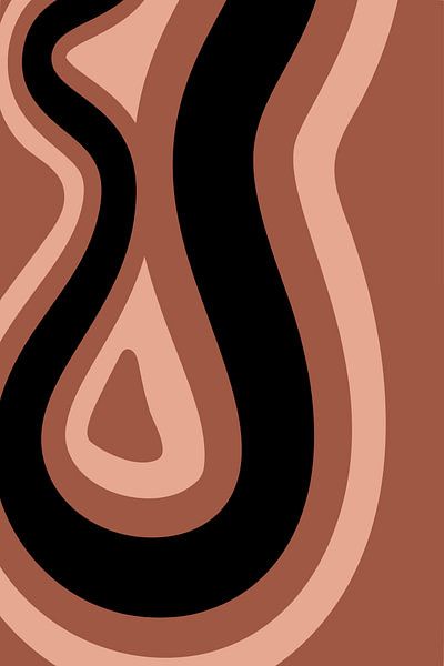 Retro-Wellen: Minimalistische abstrakte Kunst in Terra, Pink und Schwarz Nr. 9 von Dina Dankers
