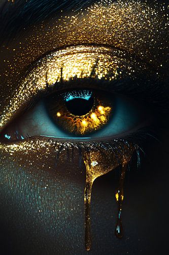 Close-up gouden traan oog
