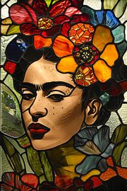 Frida in Glas – Mosaik-Porträt von Poster Art Shop