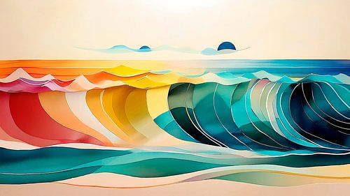 Modern Abstract: Zeezicht op hoge golven