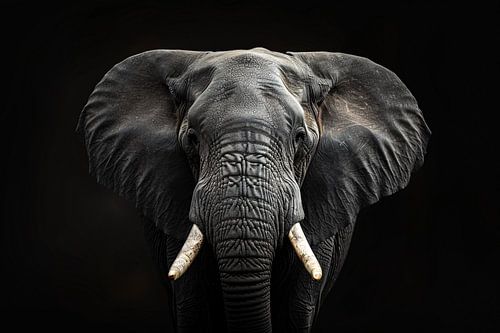 Portret van een Olifant in Zwart-Wit