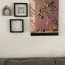 Klantfoto: Stilleven met vijgen in zachte kleuren van Japandi Art Studio, op canvas