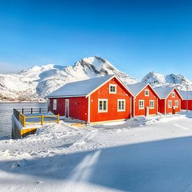 Rote Häuser am Sundstraumen von Matthias Spartz