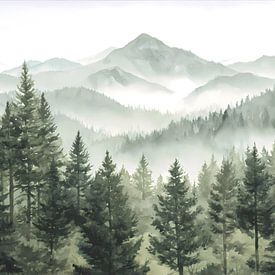 Paysage de montagnes et de forêts verdoyantes sur IamHome Studio