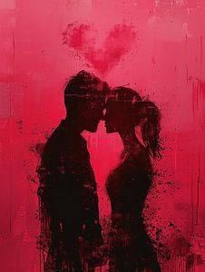Silhouette der Liebe in Rot