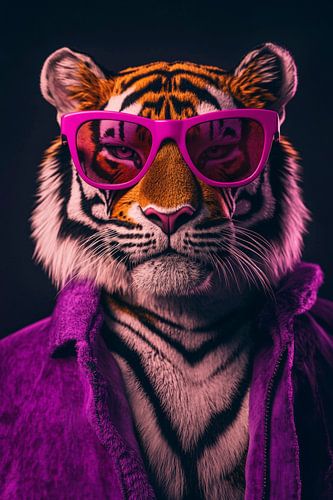 Cooler Tiger mit Sonnenbrille und Shirt