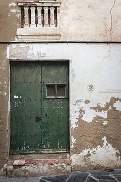 Gable with old green door by Sandra Hogenes