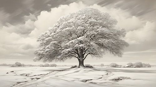 Lonely tree painting by Anton de Zeeuw