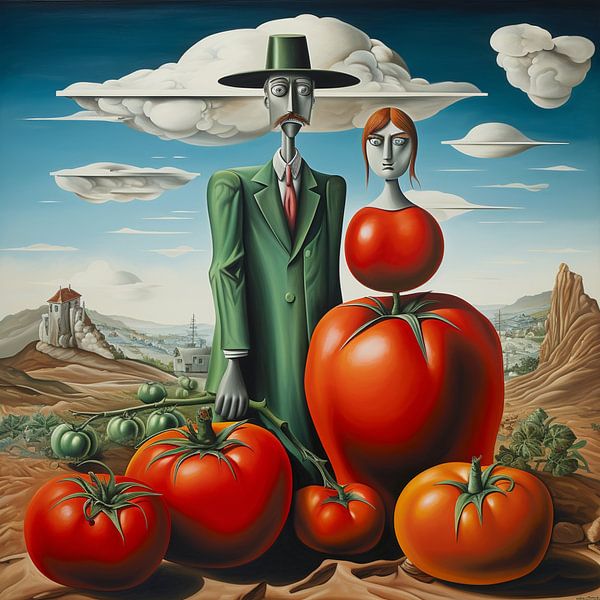 Surrealism couple tomatoes caricature landscape portrait by gm_designs