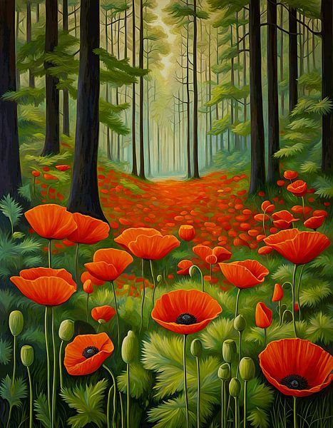Coquelicots dans la forêt - Coquelicots dans la forêt par ellenilli .