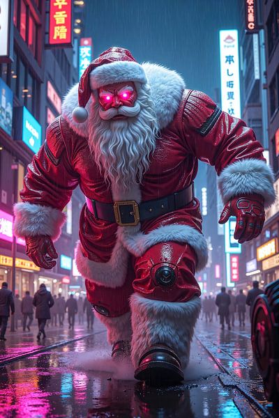 NEON SANTA: The Christmas Man Runs Amok in the Cyberpunk City by INFERAURUM