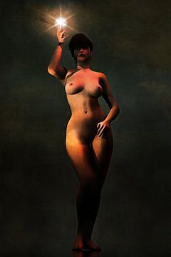 Erotisch naakt - Naakt met een lichtbron van Jan Keteleer