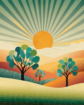 Bomen bij zonsopkomst 2 van Tanja Udelhofen