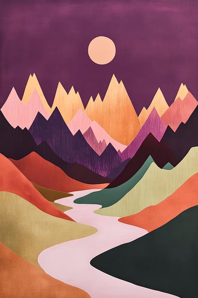 Mountain landscape in a play of colours with river by Poster Art Shop