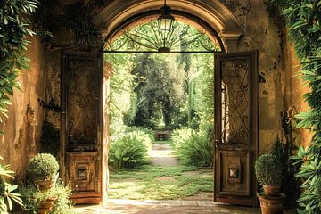 Italiaanse binnentuin in de zomer - geheime tuin van Vlindertuin Art