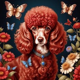 French poodle, red by Wilfried van Dokkumburg