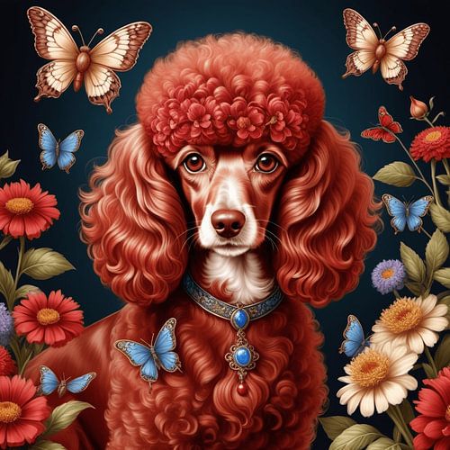Caniche français, rouge